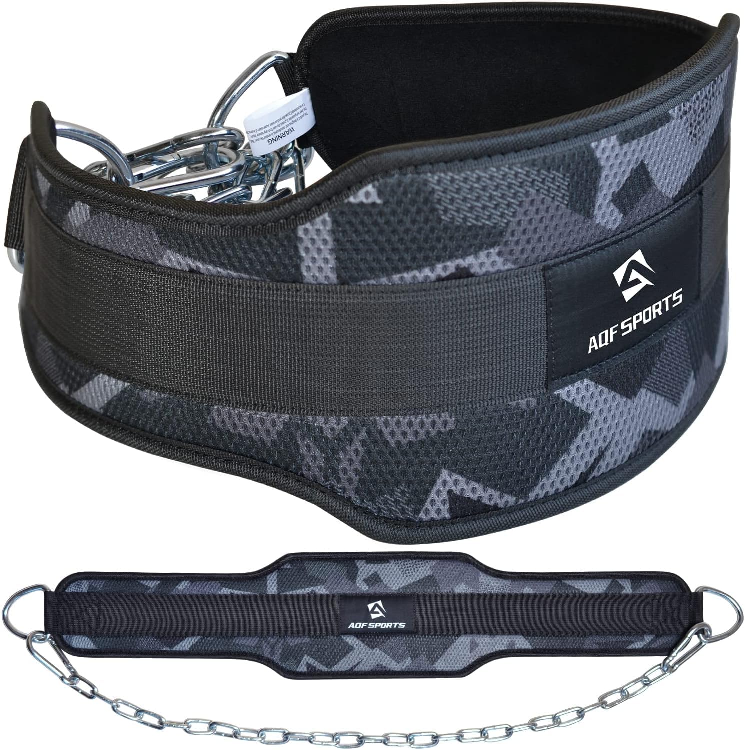 AQF Dipping Belt Body Building Weight Lifting Dip Chain Exercise Gym Training Neoprene (Grey Camo)