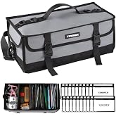 TideRex Soft Plastic Bait Storage Tackle Bag with 20 Clear Bait Pouches | 20L Capacity, 900D Oxford Fabric, Water-Resistant, Fits 3 3600-Size Tackle Boxes or 60+ Bait Bags, with Adjustable Dividers
