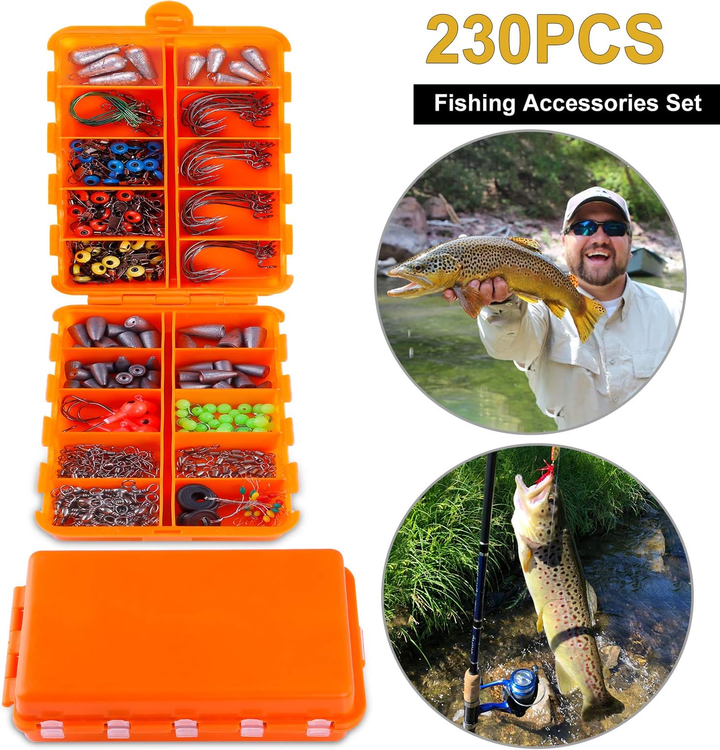 TOPFORT 230PCS Fishing Accessories Kit, Including Jig Hooks, Bullet Bass Casting Sinker Weights, Different Fishing Swivels Snaps, Sinker Slides, Fishing Line Beads, Fishing Set with Tackle Box… : Sports & Outdoors