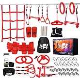 60FT Ninja Warrior Obstacle Course for Kids - Slackine Playset with Monkey Bars, 364lbs Capacity, Adjustable Height, Indoor/Outdoor Backyard Training Equipment,Birthday Gift fo Boys Girls Ages 5-12