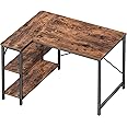 Huuger L Shaped Desk, 39 Inches Computer Desk with Reversible Storage Shelves, Gaming Desk, Corner Desk Home Office Desks, Writing Desk Study Desk with Metal Frame, Rustic Brown