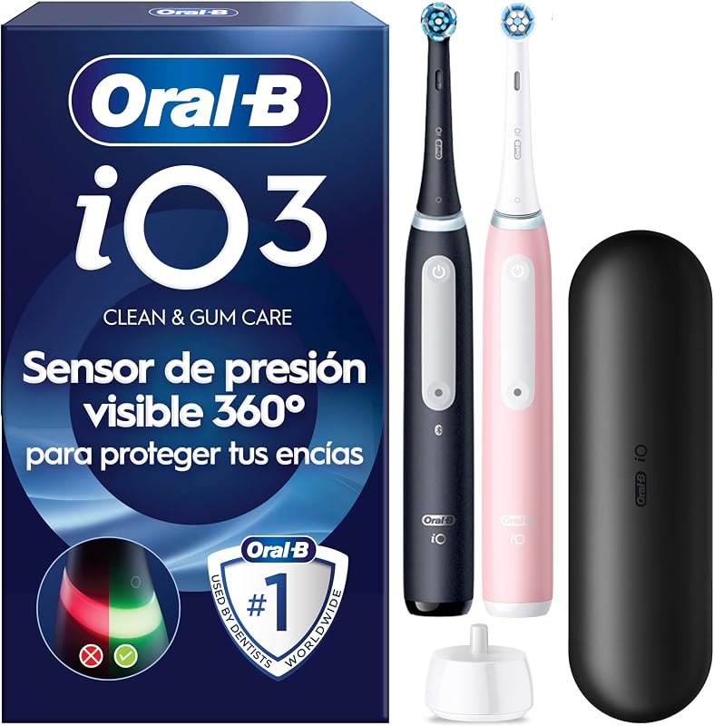 iO 3 Cepillos de Dientes Eléctricos, Negro Y Rosa, Pack de 2