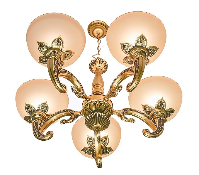 Prop It Up Sfl Portuguese Style Antique Golden Chandelier With 5 Lamp Shades