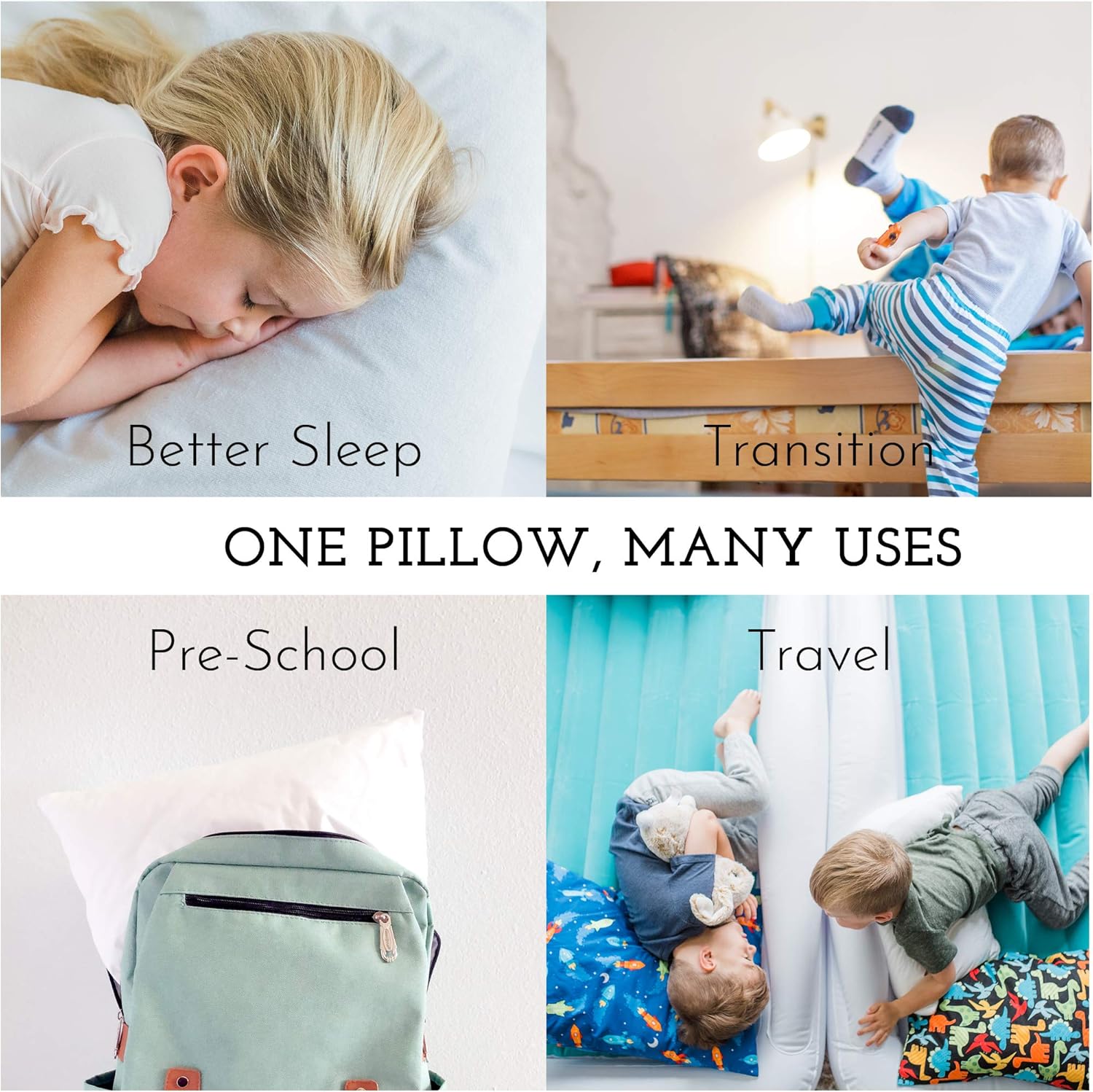 Toddler Pillow - Soft Hypoallergenic - Best Pillows for Kids! Better Neck Support and Sleeping! They Will Take a Better Nap in Bed, a Crib, or Even on the Floor at School! Makes Travel Comfier!: Home & Kitchen