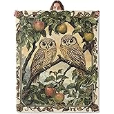 Lugiu Vintage Owl Blanket, Lightweight Comfy Elegant Twin Owls on Tree Blankets for Couch Sofa Bedroom, Soft Plush Travel Flannel Throw Blanket Gifts for Adults Kids Women, Home Decor 60×50in