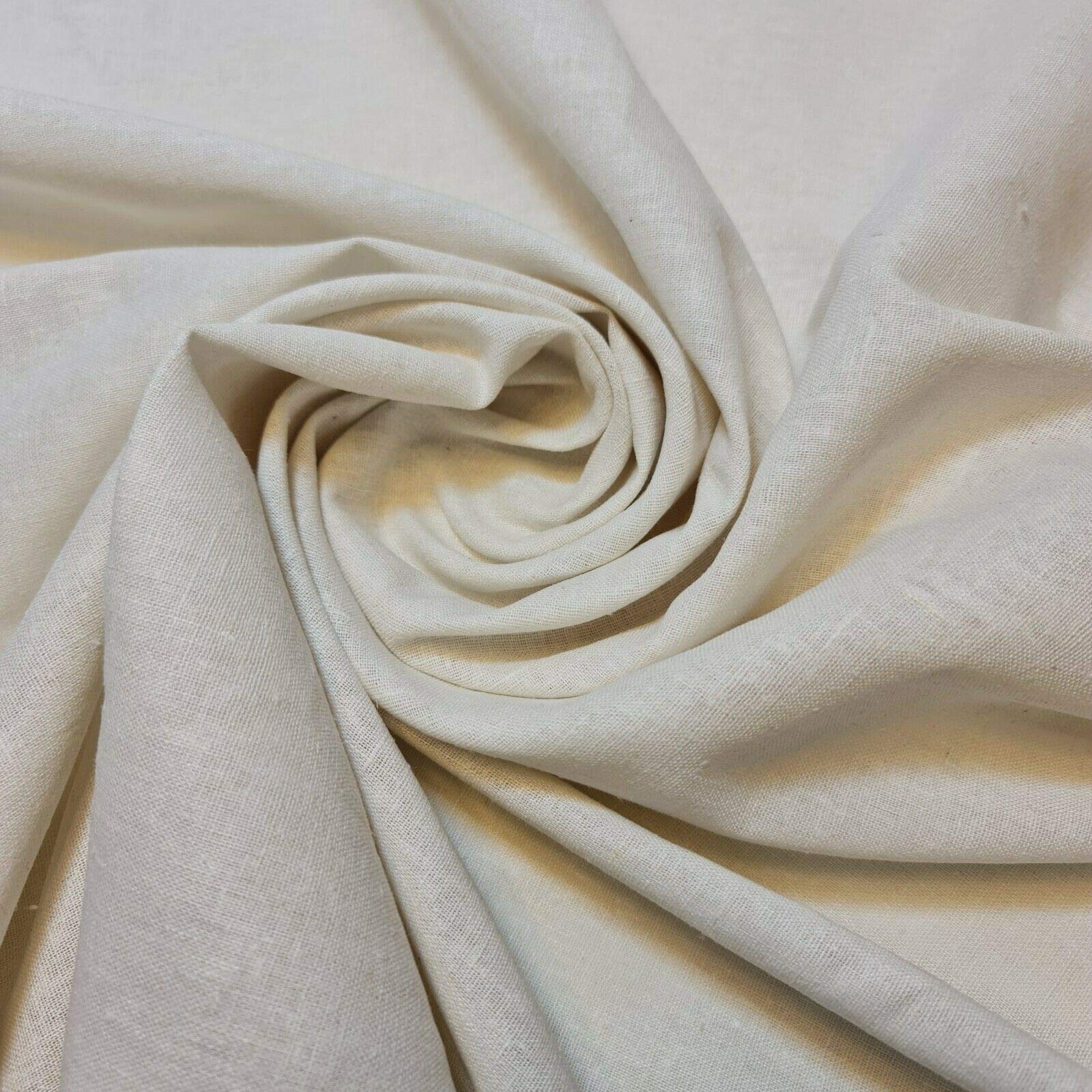 100% Egyptian Linen Premium Quality Dress Crafts Fabric 58" (1 Meter, Ivory)