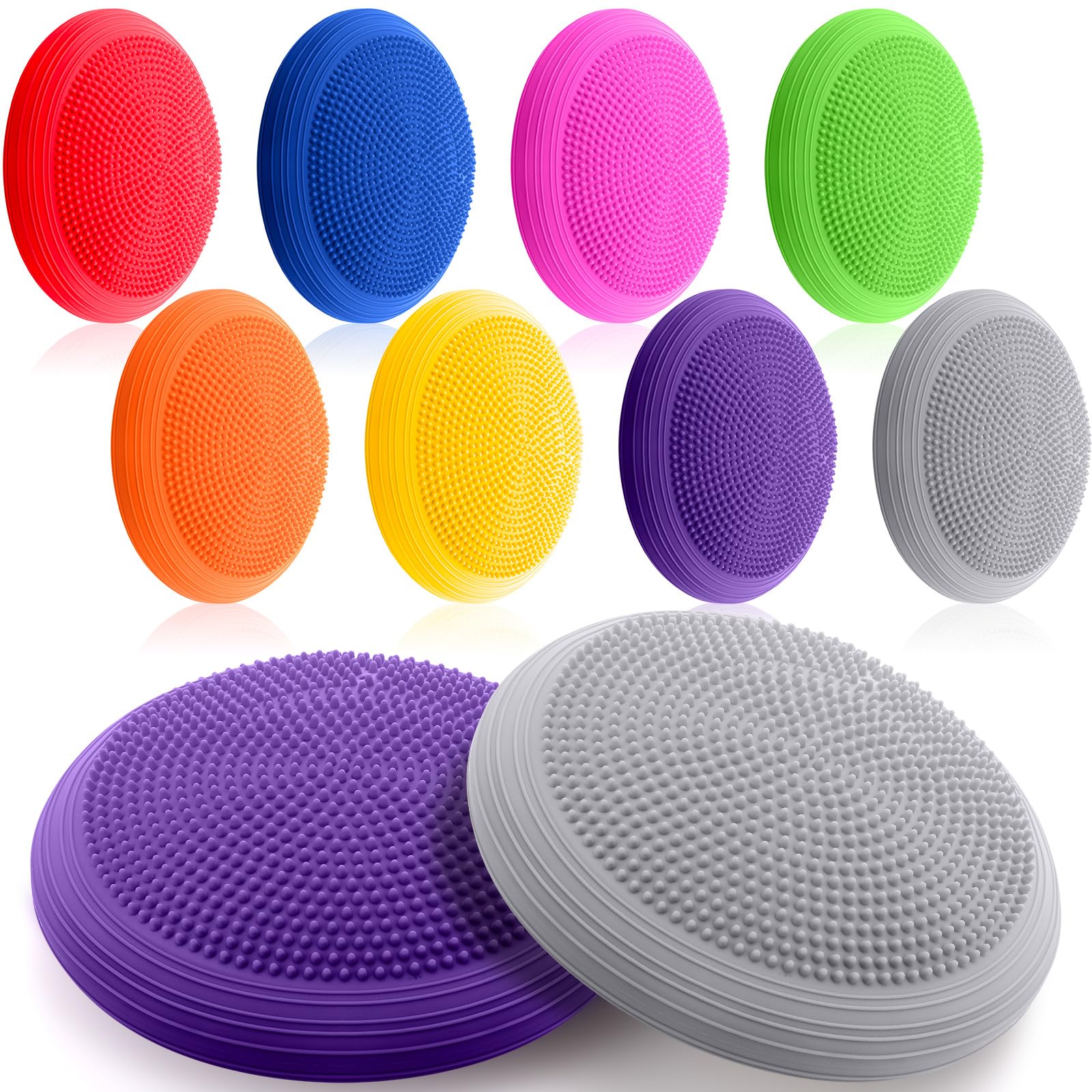 Photo 1 of Libima 8 Pcs Wiggle Seat Inflated Wobble Cushion Sensory Seat Flexible Balance Board Balance Disc with Needle Pump for Men Women Physical Exercise Improving Posture Home Office(Vibrant Color)