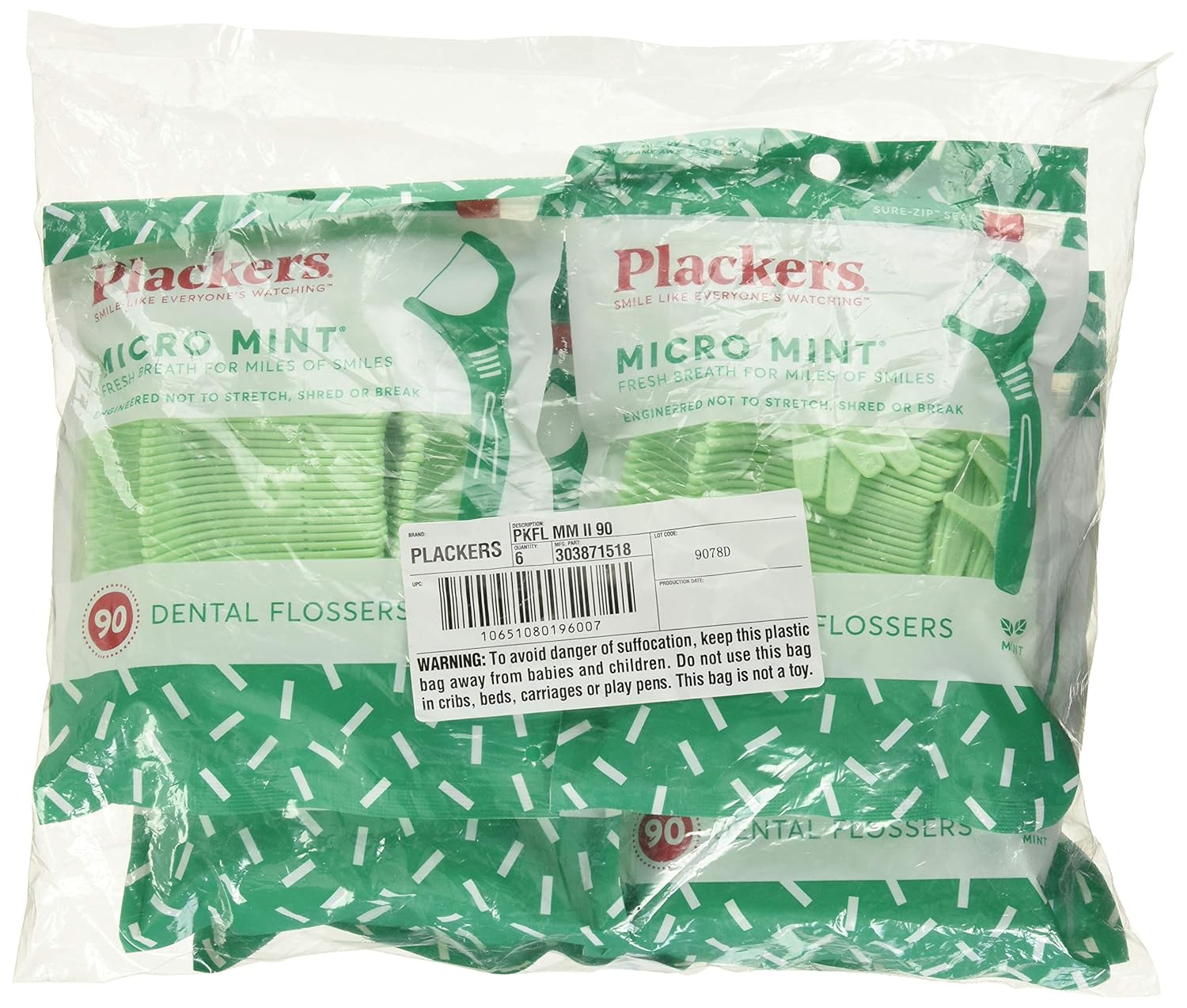 Plackers Micro Mint Freshens Breath, Mint, 90 Count : Beauty
