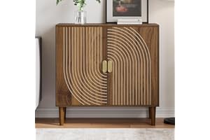 Mino Kesper Sideboard Buffet Cabinet with Storage,Sideboard Buffet with Doors and Adjustable Shelf,Wooden Storage Cabinet, 31.3”W x 15.0”D x 30.6”H (Walnut)