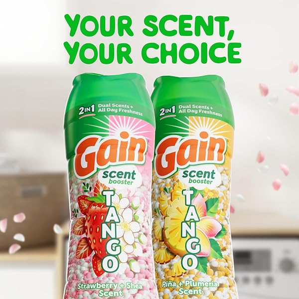 GAIN TANGO 2-IN-1 LAUNDRY SCENT BOOSTER BEADS, STRAWBERRY AND SHEA SCENT, 10.7 OZ, LAUNDRY BEADS WITH DUAL SCENTS PLUS ALL DAY FRESHNESS