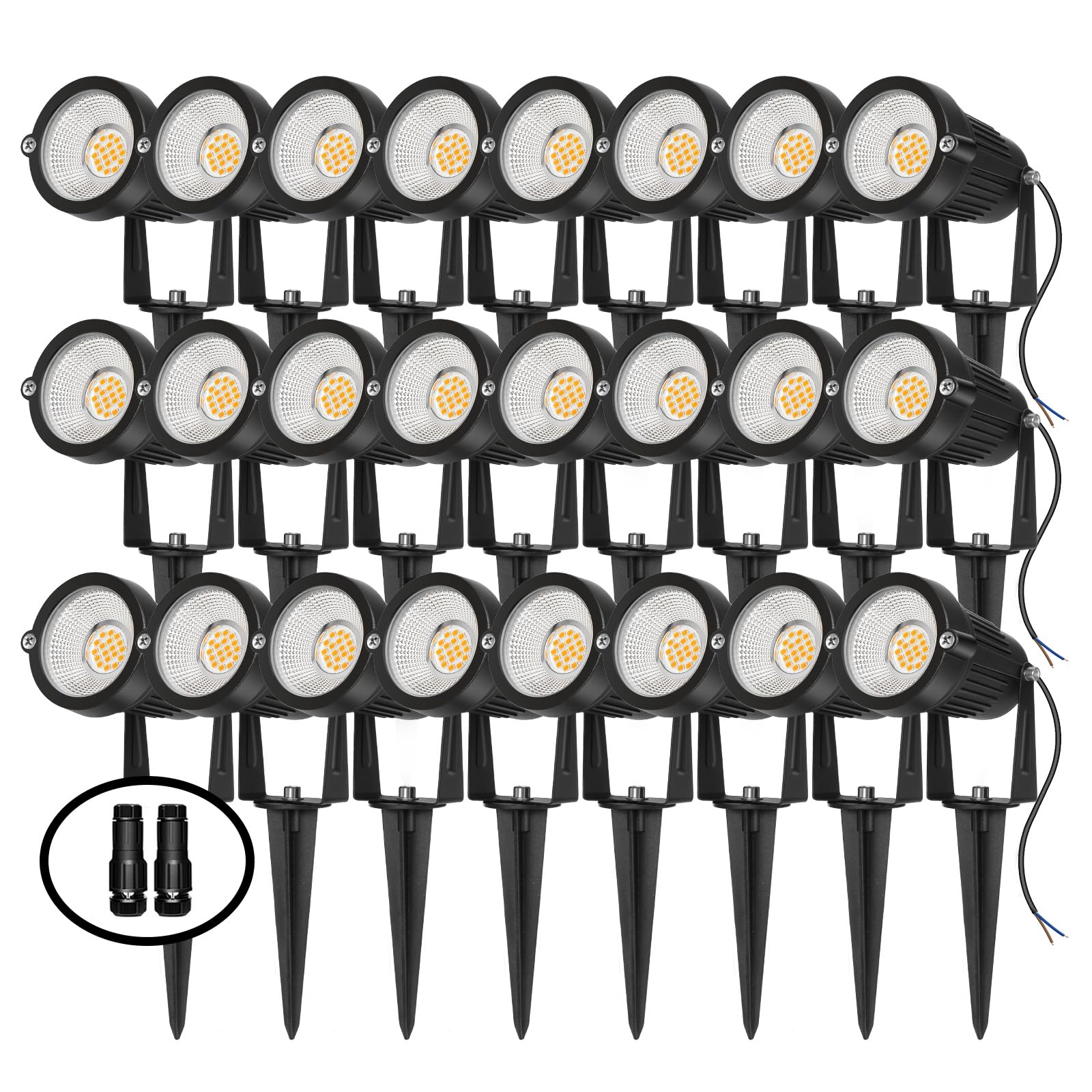 Photo 1 of REEGOLD Low Voltage Landscape Lights Outdoor: 7W 700LM LED Landscape Lighting with Connectors for Tree Garden Yard Pathway | 12V 24V Warm White 2700K Spotlights | IP65 Waterproof | 24 Pack