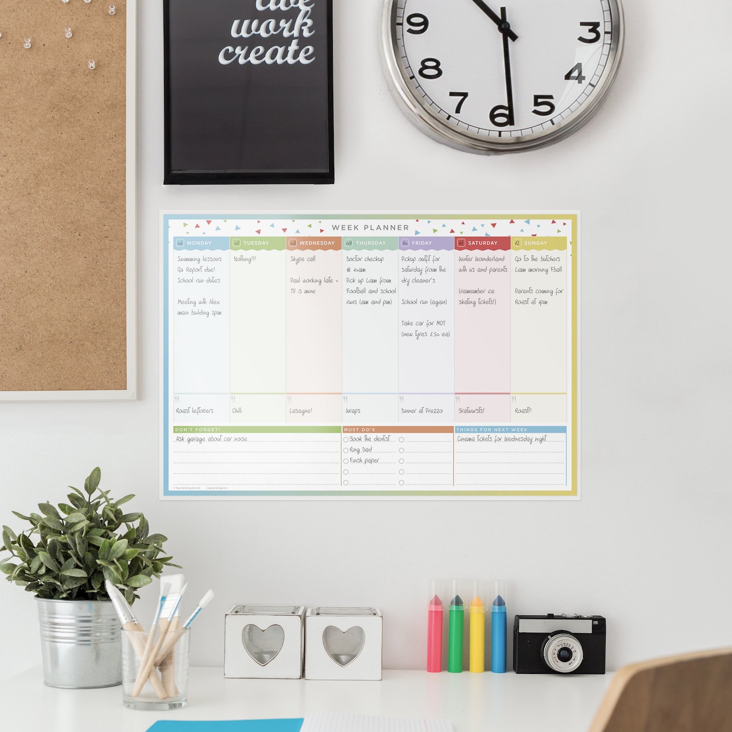 Wall Weekly Planner Large Whiteboard 47 x 32 cm To Do List Home Office