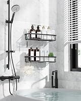 Kitsure 2 Pack Rustproof Shower Caddy - Wall Mounted Large Capacity Black view 2