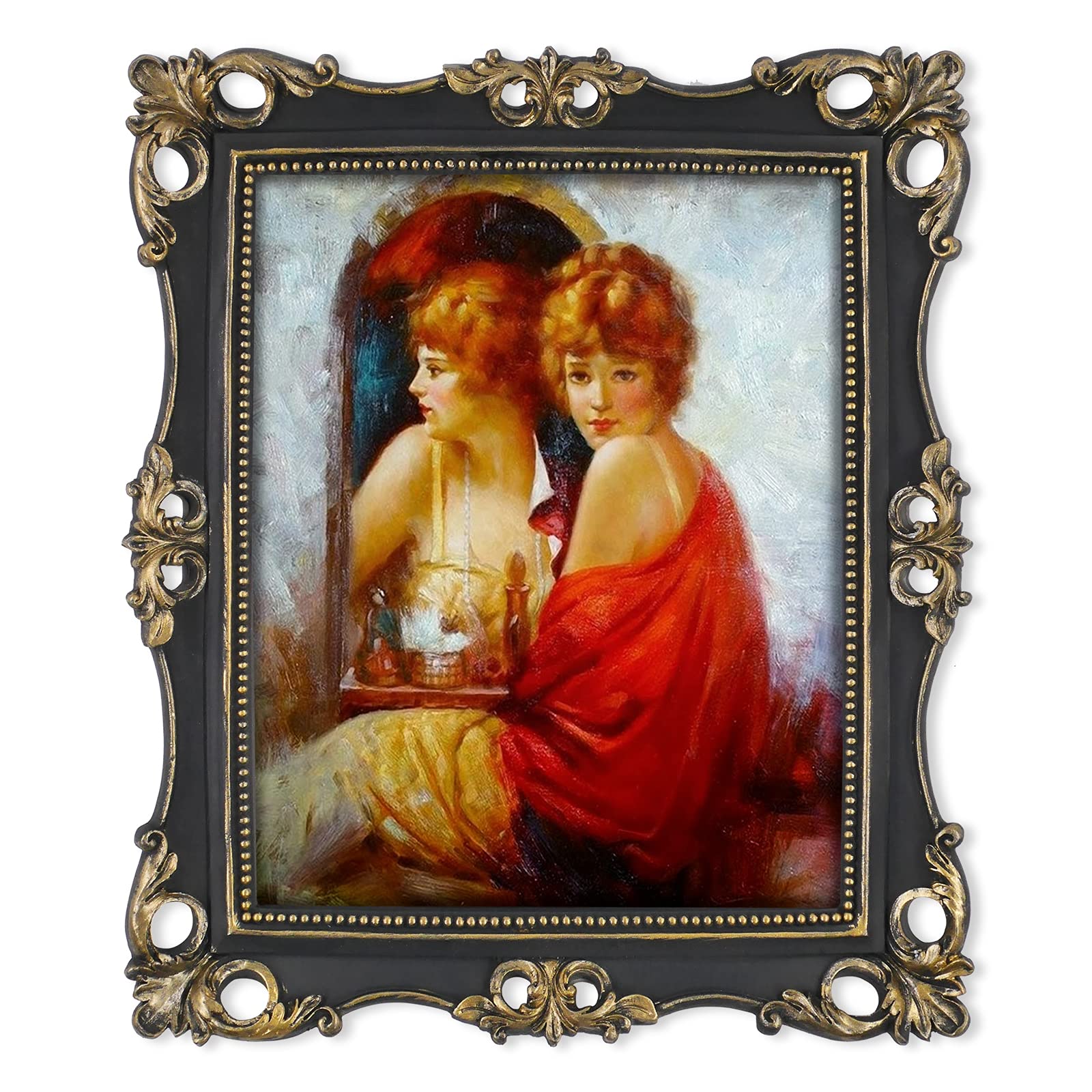 Simon's Shop Photo Frame Antique Frame 20x25 cm Vintage Photo Frames 8x10 inch in Black with Gold Trim, Wall and Tabletop Picture Frames