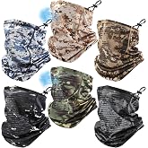 Geyoga 6 Pcs Adjustable Cooling Neck Gaiters for Men Turkey Hunting Summer UV Protection Face Mask with Mesh Holes Strap