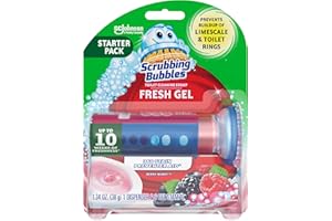 Scrubbing Bubbles Fresh Gel Toilet Bowl Cleaning Stamps, Helps Keep Toilet Clean and Helps Prevent Limescale & Toilet Rings, Berry Burst Scent, 6 Stamps