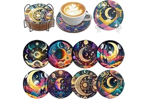 Muzagroo Art Diamond Painting Coasters Kits for Adults, Moon Diamond Coaster Art for Beginners, Adults Stress-reducing Handic