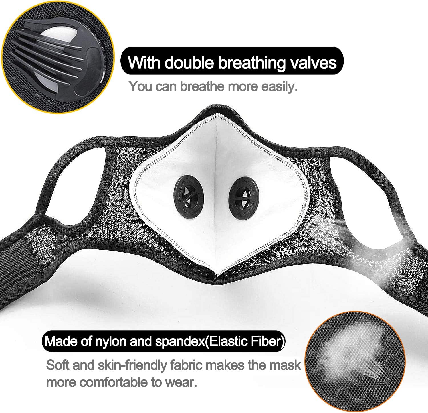 UTOTEBAG Breathable Face Mask with Valves Ventilated Sports Elevation Masks for Men Women Workout Exercise Training Gym, Black : Sports & Outdoors