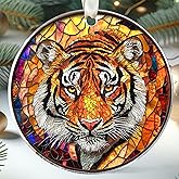 LUCAGIFT Tiger Ornament - Tiger Gifts for Lovers, Women, Men - Funny Animals Ornaments for Christmas Tree - Animals Themed Gifts - Stained Glass Style Acrylic Ornament 2025