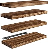 Pipishell 40cm Paulownia Wood Floating Shelves Set of 4 Brown