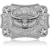 MASOP VOGU Western Belt Buckle for Men, Vintage Longhorn Belt Buckle, Cowboy Cowgirl Belts Buckles for Jeans