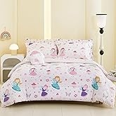 Mooreeke Twin Size Comforter Sets for Girls Kids, 6 Pieces Bed in a Bag Pink Fairy Bedding Comforter Sheet Set with Shams and Decorative Toy Pillow, Ultral Soft Microfiber Kids Bed Set