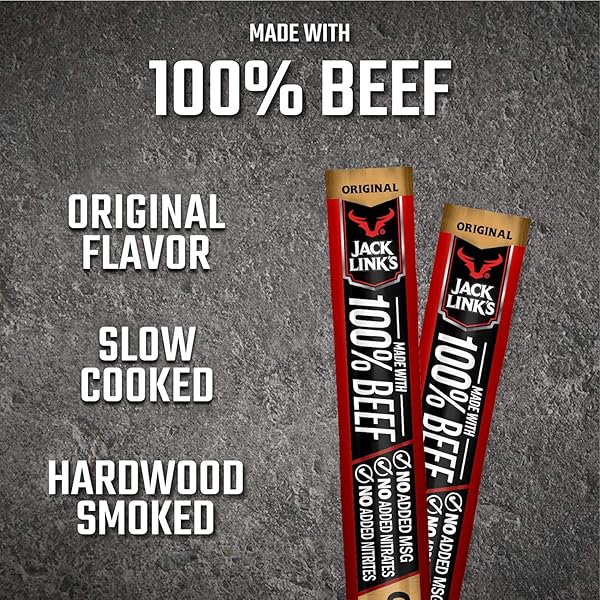 JACK LINK’S BEEF STICKS, ORIGINAL – PROTEIN SNACK, MEAT STICK WITH 5G OF PROTEIN, MEAT SNACK STICKS MADE WITH 100% BEEF, KETO FRIENDLY – 0.92 OZ. (1 COUNT)