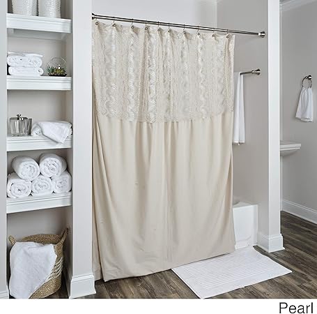 Amazon Com Farmhouse Shower Curtain Pearl Ruffle Shower Drape