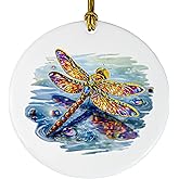 PLONKLY Dragonfly Christmas Ornament, Elegant Ceramic Glazed Dragonfly Decor for Xmas Tree, Unique Ideas