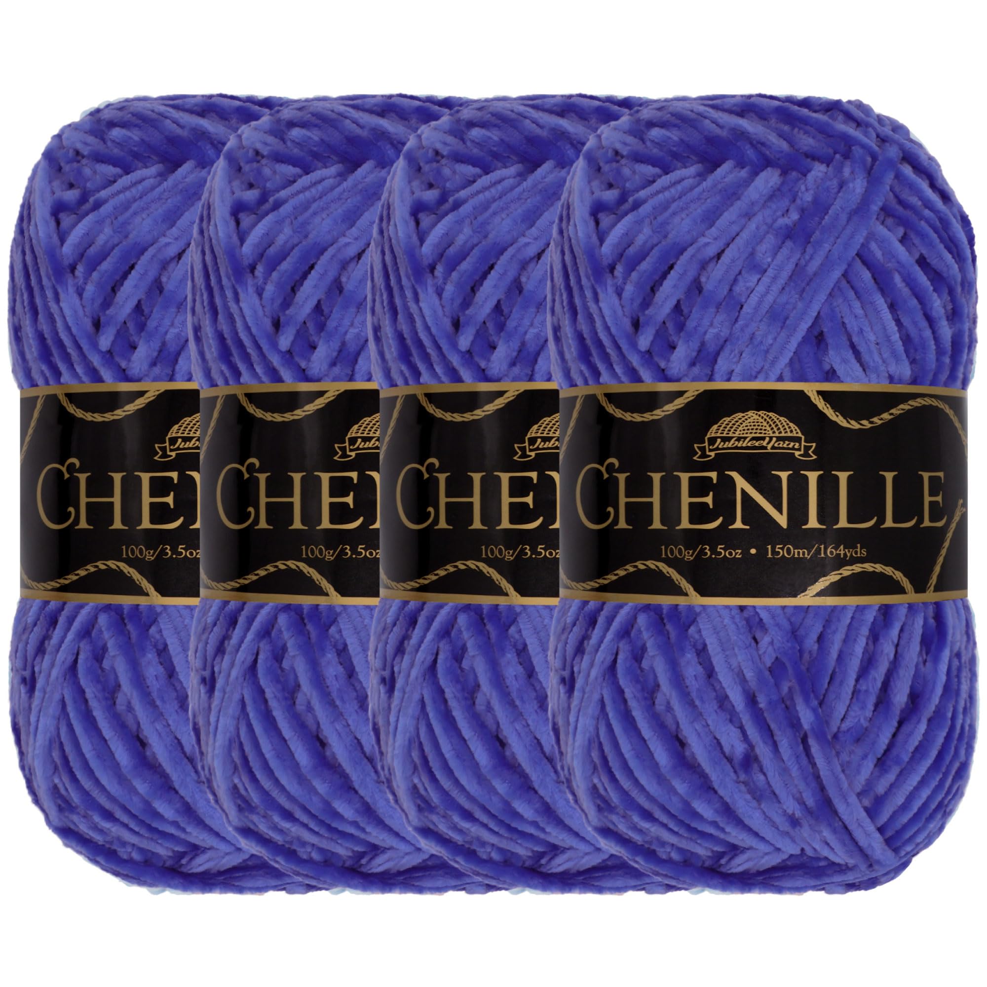 JubileeYarn Chenille Yarn - Worsted Weight - 100g/skein (4 Skeins, 119 Egyptian Blue) โ image 1