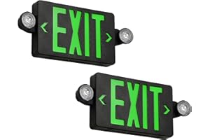 GZRUIYANG Black Housing Exit Sign with Emergency Lights Green, LED Emergency Exit Light with Battery Backup, UL 924 Certified, AC 120/277V, Commercial Emergency Lights Combo for Business - 2 Pack