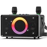 GFEEN Party Bluetooth Speaker: 100W Peak Loud! Deep Bass, 15H Playtime, Large Wireless Speakers, Powerful Sound, Light Show, Fast Charging for Outdoor, Backyard, House(Silver with 2Mic)