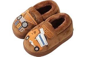 OWIF Toddler Slippers Boys Girls Little Kids House Slipper Cute Warm Soft Indoor Bedroom Shoes with Non-slip Sole