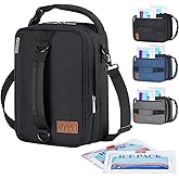 Lifewit Expandable Lunch Box for Men, Insulated Lunch Bag, Portable Cooler Bag with Shoulder Straps and 2 Ice Packs for Men Women Adult for Work College Travel, 6.5L 12 Cans Black
