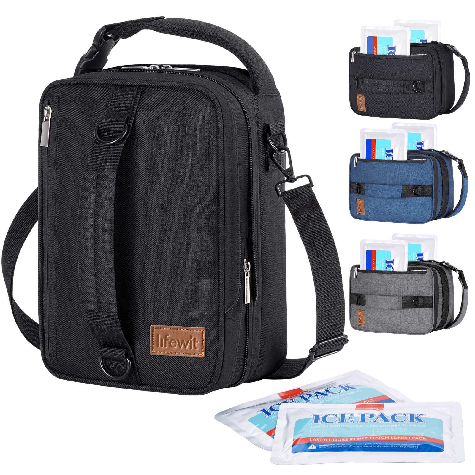 Photo 1 of Lifewit Expandable Lunch Box for Men, Insulated Lunch Bag, Portable Cooler Bag with Shoulder Straps and 2 Ice Packs for Men Women Adult for Work College Travel, 6.5L 12 Cans Black