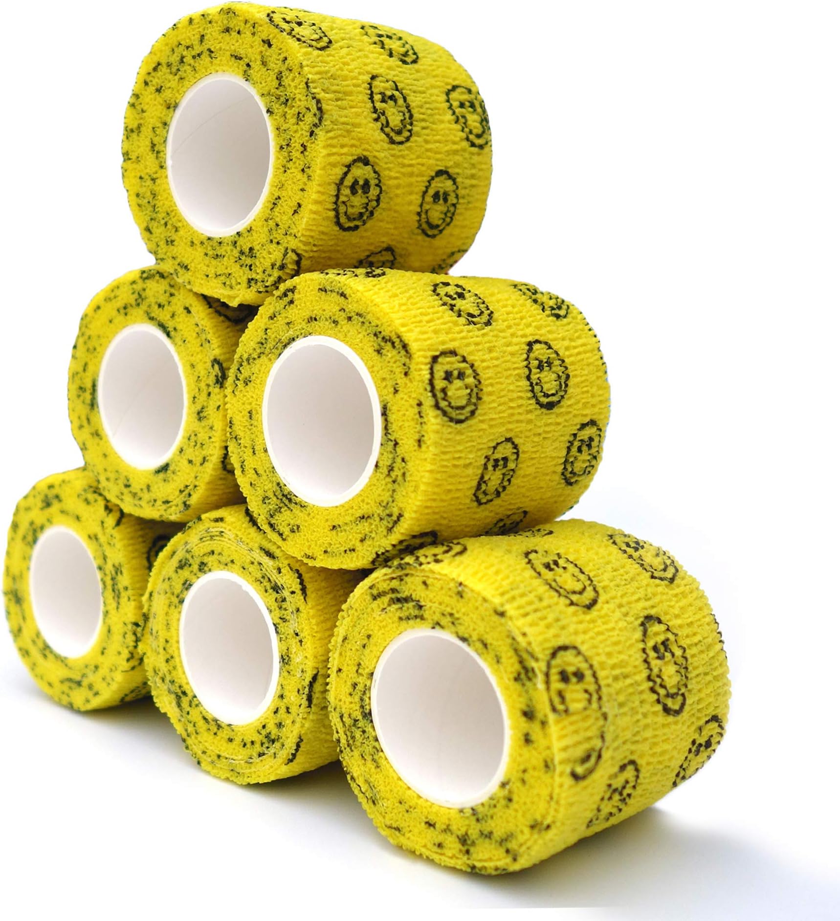 RISEN Cohesive Bandage 2” x 5 Yards, 6 Rolls, Self Adherent Wrap Medical Tape, Adhesive Flexible Breathable First Aid Gauze Ideal for Stretch Athletic