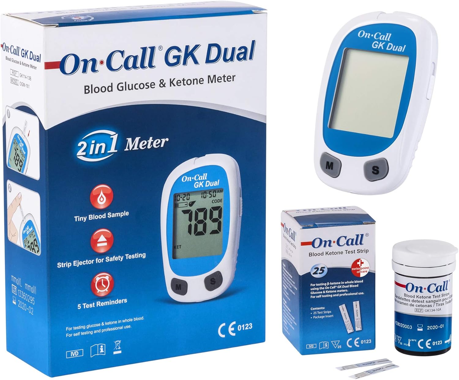 On Call GK Dual Ketone Pack 1 x GK Dual Meter and 1 x Ketone Test