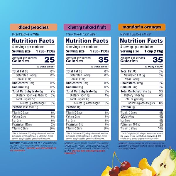 DOLE DICED PEACHES, MANDARIN ORANGES, AND CHERRY MIXED FRUIT WITH NO SUGAR ADDED VARIETY PACK – DOLE FRUIT BOWLS SNACKS – 4 OZ BOWLS – 12 PACK