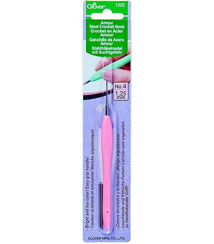 Amazon.com: Clover 1222 Amour Steel Crochet Hook No. 4, 1.25mm , Pink