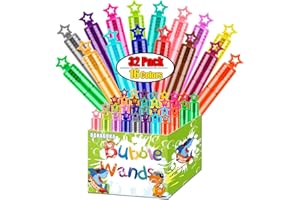 BOKABOKA 32 PCS 16 Colors Star Mini Bubble Wands for Kids,Bubble Bulk Party Favors Assortment Toys for Kids Child,Wedding,Outdoor,Themed Birthday,Goodie Bags, Halloween,Christmas,Carnival Prizes