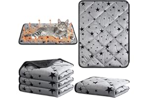 Namalu 4 Pack Self Warming Cat Bed Self Heating Cat Mat Star Pattern Soft Dog Crate Pad Thermal Pet Mat Anti Slip Kennel Dog Washable Warming Bed for Outdoor Indoor(18 x 24 Inch,Gray)
