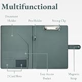 Mymazn A4 Clipboard Folder Faux Leather Conference Organizer Grey Green view 5