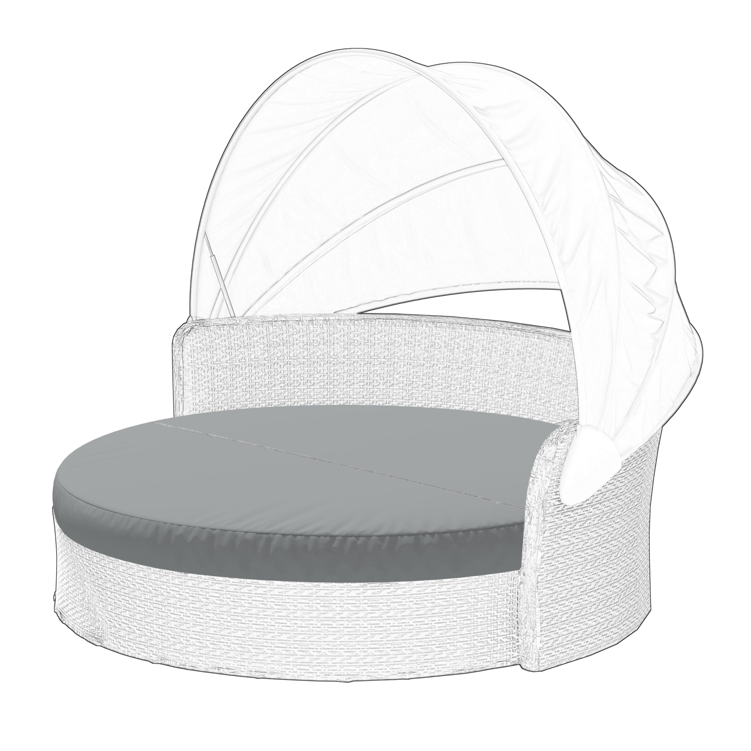 Photo 1 of Cethytirko Outdoor Daybed Cushion Cover, 78" Round, Light Gray, Fade-Resistant, Waterproof, Patio Daybed Cushion Cover, Cover ONLY
