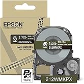Epson LABELWORKS 212WMKPX Genuine PET (Polyester) Tape Cartridge - White on Matte Khaki Designer Craft Label Maker Tape - 1/2" (12MM) Wide, 26'