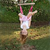 PELLOR Trapeze Bar Pink for Outdoor Swing with Rings Adjustable Rope 78in view 5