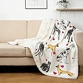 BlessLiving Great Dane Dog Blanket Red Heart Puppy Print Sherpa Fleece Throw Blanket Funny Dog Portrait Plush Blankets (Throw, 50 x 60 Inches)