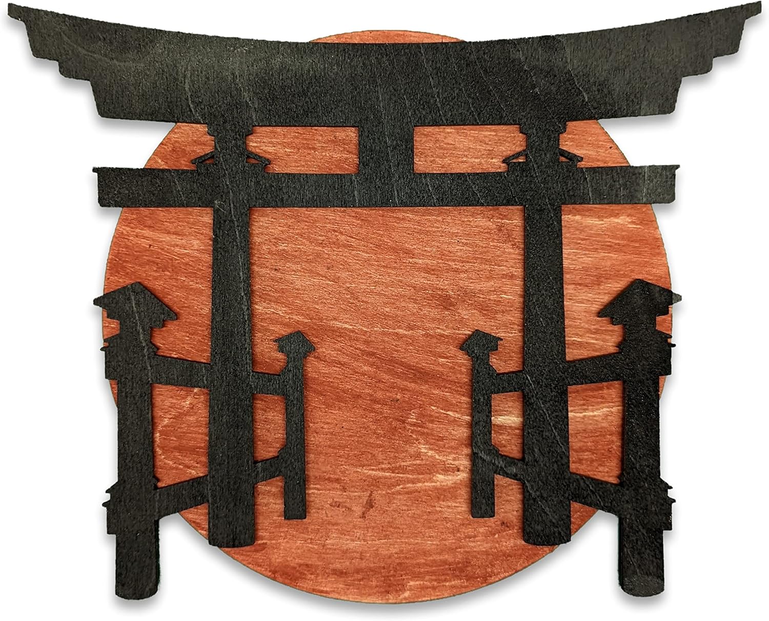 Mixed Media - Minimalistic Torii Gate Wall Art Wooden Japanese Modern Design Home Decor Gift (Small, Modern Red)