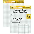 Post-it Super Sticky Easel Pad 25 x 30 Inches 30 Sheets/Pad 2 Pads (560) Large White Grid Premium Self Stick Flip Chart Paper Super Sticking Power
