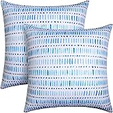 CASAJOY Pack of 2 18x18 Outdoor Pillows, Waterproof Throw Pillows with Inserts, Decorative Patio Pillows for Garden, Couch, Furniture, Sofa, Bed, Living Room(Pebble Blue)