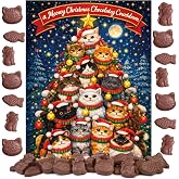 Christmas Cat Advent Calendar, 24 Chocolatey Candies Inside, 2.4 Ounces | Holiday Candy Countdown, Cute Kitten Design, Festive Daily Activity for Kids